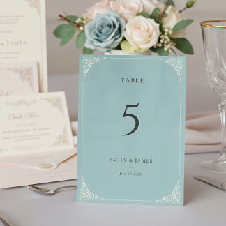 Tarjeta De Mesa French Heron Dusty Blue Wedding Suite