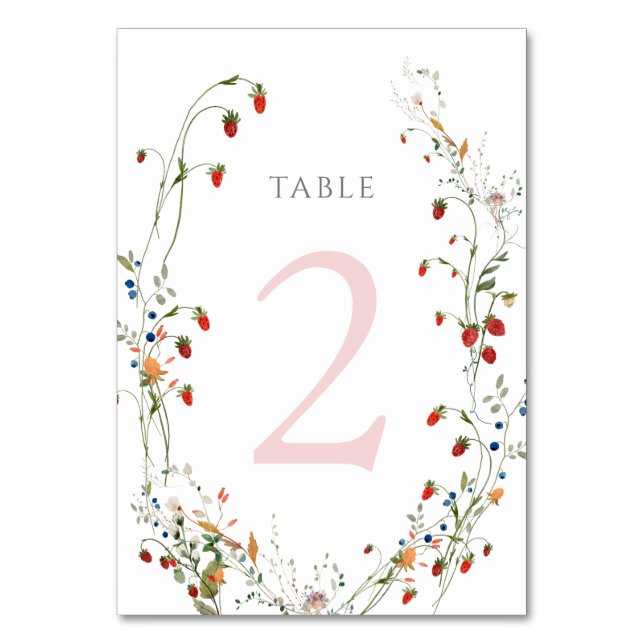 Tarjeta De Mesa fresa silvestre Tabla número 2 (Anverso)
