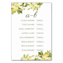 Tarjeta De Mesa Fresh Lemon Bright Botanical Alphabet
