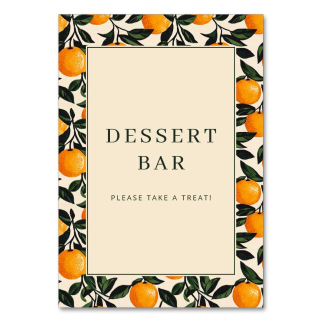 Tarjeta De Mesa Frontera de Naranja Cítrica Alegre (Anverso)