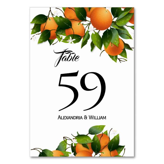 Tarjeta De Mesa Fruta de los Naranjas modernos | BODA (Anverso)