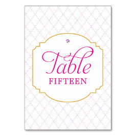 Tarjeta De Mesa Fuchsia Hot Pink Gold Diamond Pattern Art Deco