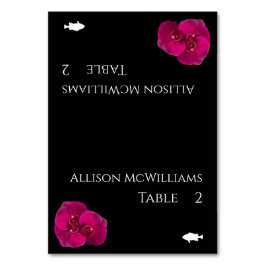 Tarjeta De Mesa Fuchsia negra e icono del pez blanco-moderno-