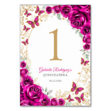 Fucsia Rosa Dorado Floral Quinceañera