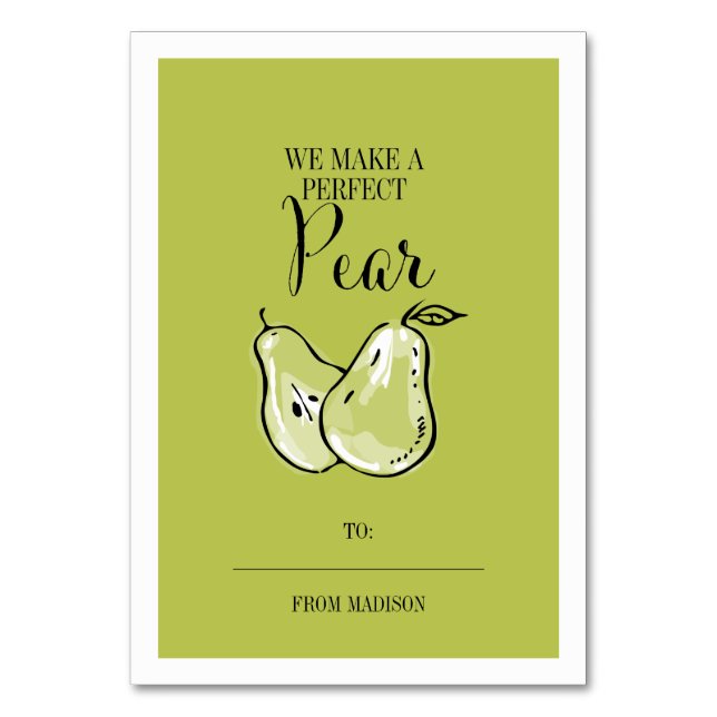 Tarjeta De Mesa Funny Fruit Pun Pear Classroom Card (Anverso)