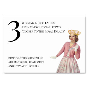 Tarjeta De Mesa Funny Queen Table Three Bunco