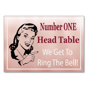 Tarjeta De Mesa Funny Retro Rosa Gold Bunco Head Table Card