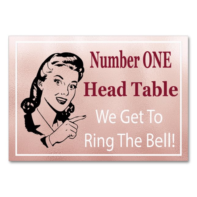Tarjeta De Mesa Funny Retro Rosa Gold Bunco Head Table Card (Anverso)