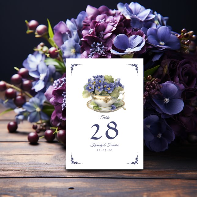 Tarjeta De Mesa Futuro Dusk Frecuente Noche Primrose Floral Boda (Future Dusk Wedding)