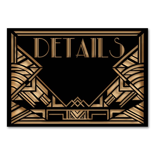 Tarjeta De Mesa Gabinete de Boda de estilo Art Deco (Anverso)