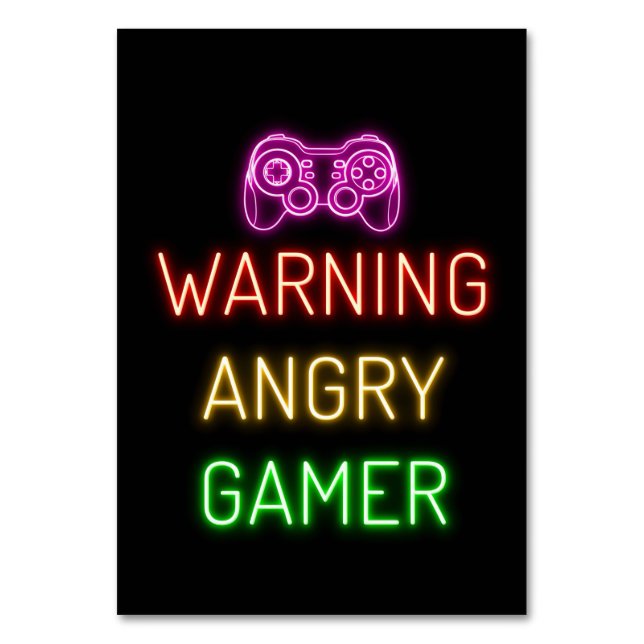 Tarjeta De Mesa Gaming Warning Angry Gamer (Anverso)