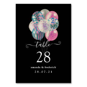 Tarjeta De Mesa Garganta de globo azulado rosa y azul