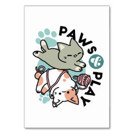 Tarjeta De Mesa Garras y Juego – Ilustración Adorable de Gato