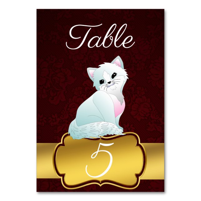 Tarjeta De Mesa Gatito blanco (Anverso)