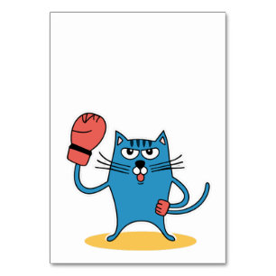 Tarjeta De Mesa Gato con guantes de boxeo
