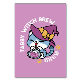 Tarjeta De Mesa Gato de Halloween Tabby - Gorra de brujas y arte d