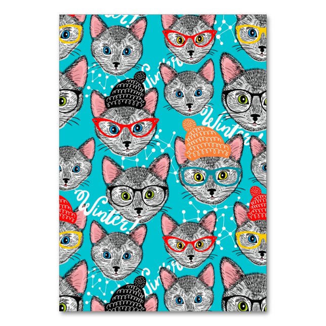 Tarjeta De Mesa Gato en el gorra (Anverso)
