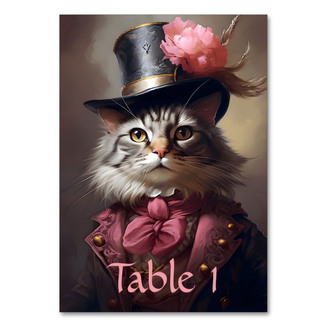 Tarjeta De Mesa Gato victoriano (Anverso)
