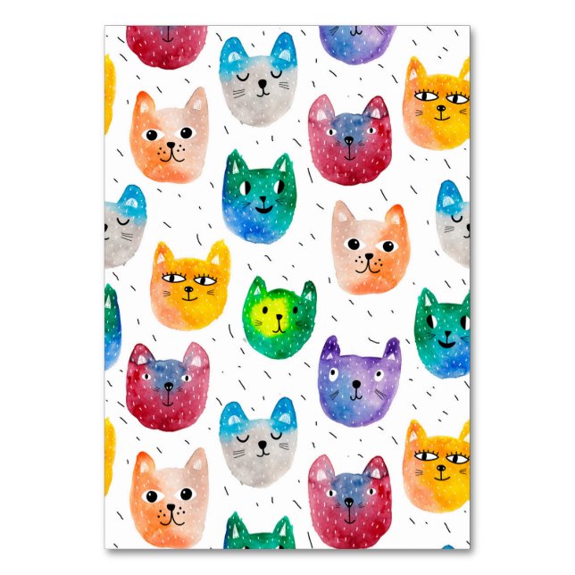Tarjeta De Mesa Gatos acuarelas y amigos (Anverso)