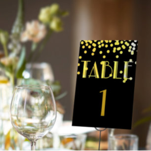 Tarjeta De Mesa Gatsby y Glam Black & Gold Boda Suite