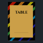 Tarjeta De Mesa Gay Men Wedding Elegant Rainbow<br><div class="desc">Celebrate your love with the Gay Men Wedding Elegant Rainbow collection — a complete suite of coordinating stationery and accessories designed for two grooms. Bold diagonal Progress Pride stripes on sophisticated black, with gold typography throughout. Every piece in this suite is fully customizable with your names, date, and wedding details....</div>