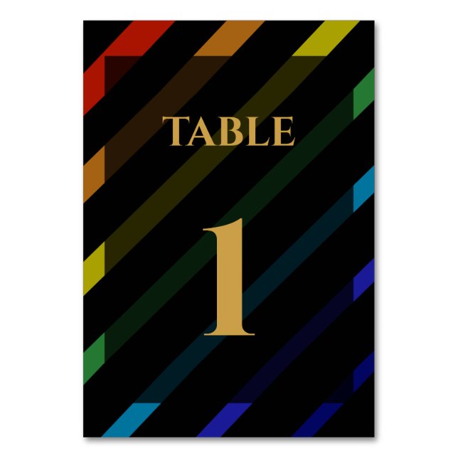 Tarjeta De Mesa Gay Men Wedding Elegant Rainbow (Anverso)