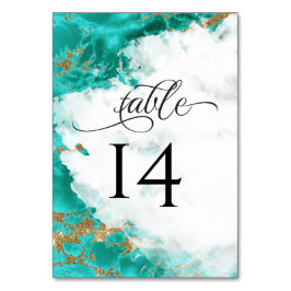 Tarjeta De Mesa Gedeón con mármol de acuarela turquesa BarefootBri