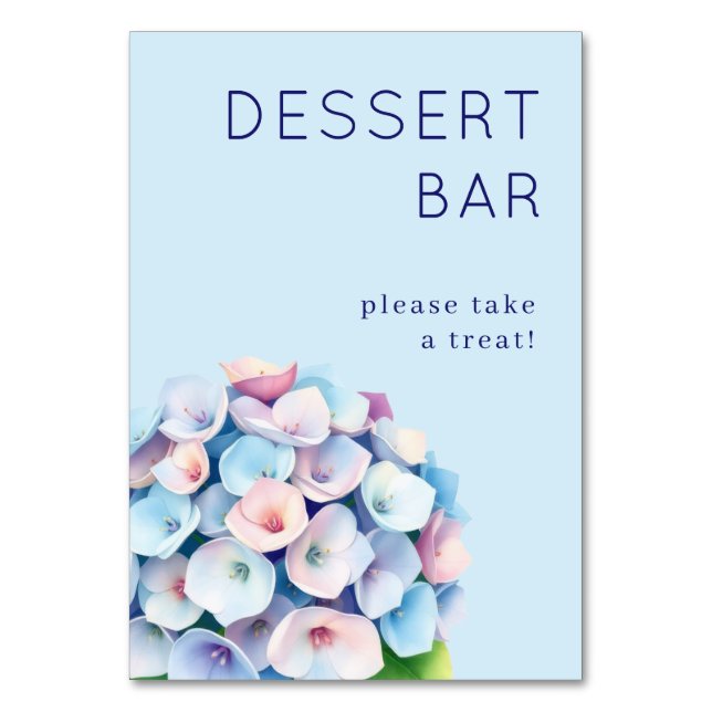 Tarjeta De Mesa Gentle Blue Floral Hydrangea (Anverso)