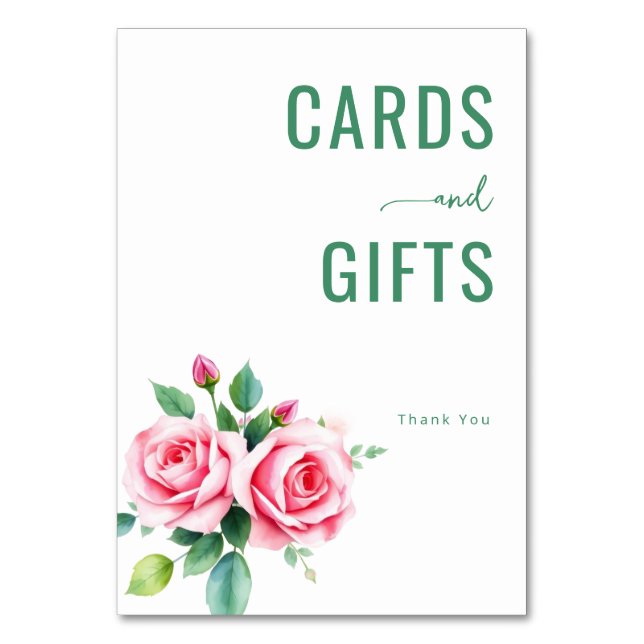 Tarjeta De Mesa Gentle Pink Watercolor Roses (Anverso)
