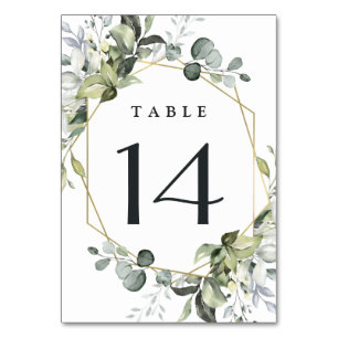 Tarjeta De Mesa Geometric Greenery Modern Gold Succulent Boda