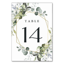 Tarjeta De Mesa Geometric Greenery Modern Gold Succulent Boda