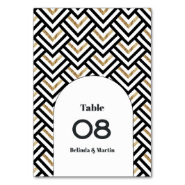 Tarjeta De Mesa Geométrico Moderno Negro y Dorado
