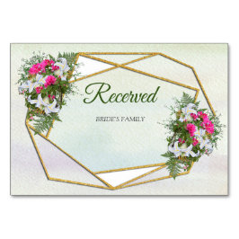 Tarjeta De Mesa Geométrico - Tema de Bouquet de flores Purpurina d