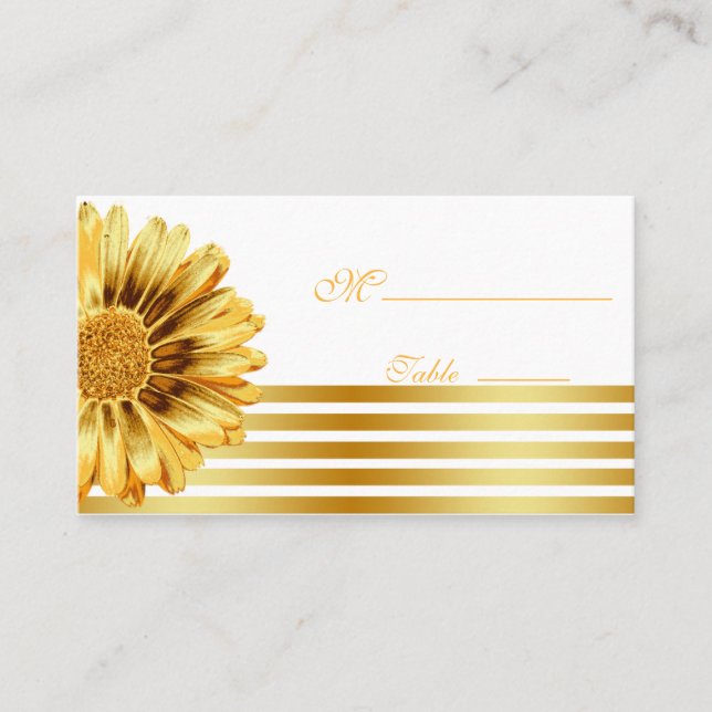 Tarjeta De Mesa Gerbera Daisy Gold Place Card para Boda de Ocasión (Anverso)