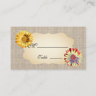 Tarjeta De Mesa Gerbera Daisy Gold Place Card para Boda de Ocasión