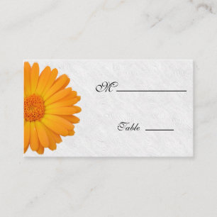 Tarjeta De Mesa Gerbera Daisy Naranja White Place Card para Ocasió