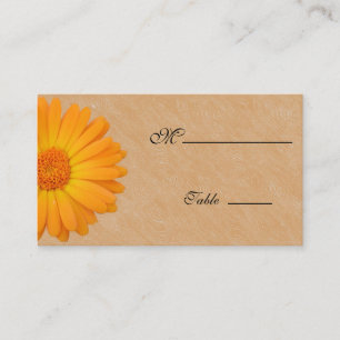 Tarjeta De Mesa Gerbera Daisy Naranja Wood Place Card para Ocasión