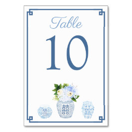 Tarjeta De Mesa Ginger Jar Chinoiserie Moda Boda Azul Y Blanco
