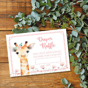 Tarjeta De Mesa Giraffe Baby Shower Diaper Raffle Card