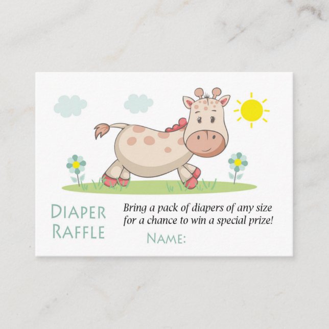 Tarjeta De Mesa Giraffe Diaper Raffle Tickets (Anverso)