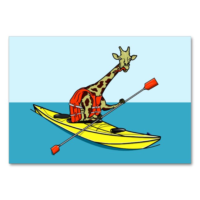 Tarjeta De Mesa Giraffe Kayaking (Anverso)
