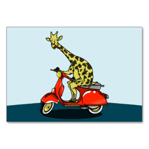 Tarjeta De Mesa Giraffe montando una moto roja