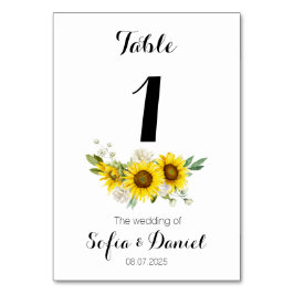Tarjeta De Mesa Girasol acuarela rosa blanca boda 