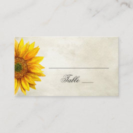 Tarjeta De Mesa Girasol acuarela. Rústico boda. País