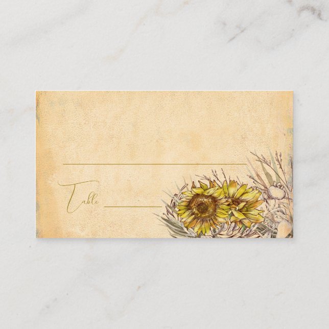 Tarjeta De Mesa Girasol bohemio ruso (Reverso)