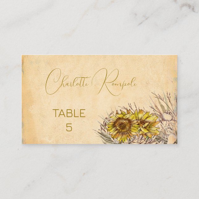 Tarjeta De Mesa Girasol bohemio ruso (Reverso)