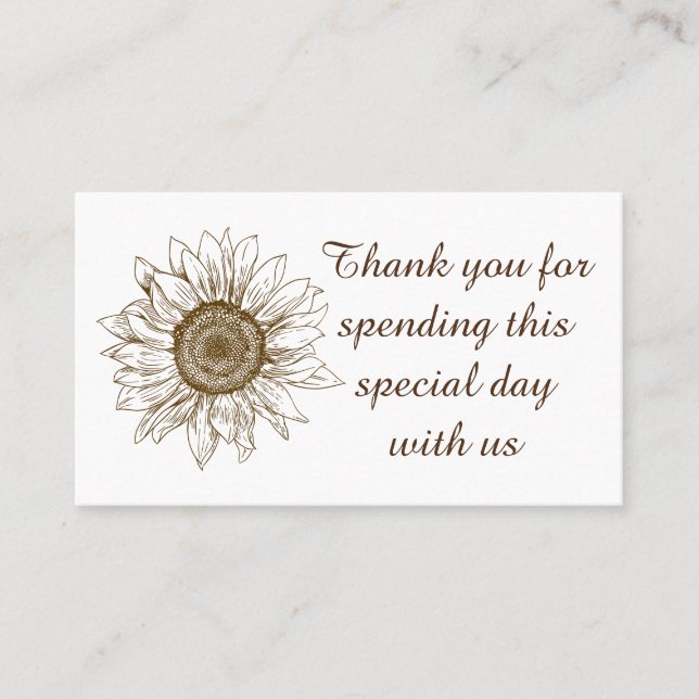Tarjeta De Mesa Girasol Floral Marrón Flor Otoño Boda Campestre (Anverso)