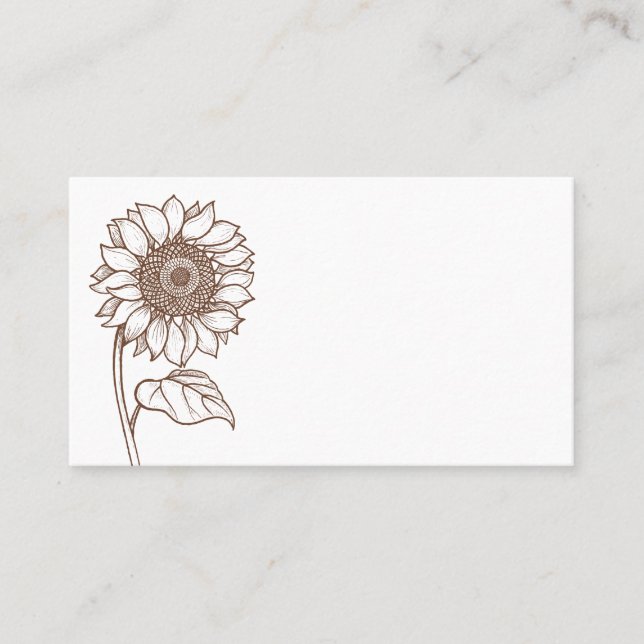 Tarjeta De Mesa Girasol Floral Marrón País Boda (Anverso)