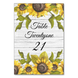 Tarjeta De Mesa Girasol Rústico Weathered White Wood