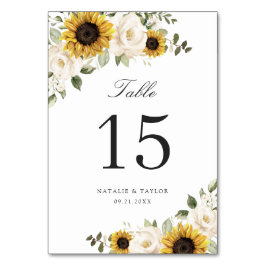 Tarjeta De Mesa Girasoles Flor Blanca Verdor Rústico